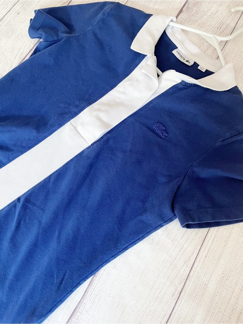 Lacoste cobalt blue/white zipper top sz 42 - Picture 7 of 10